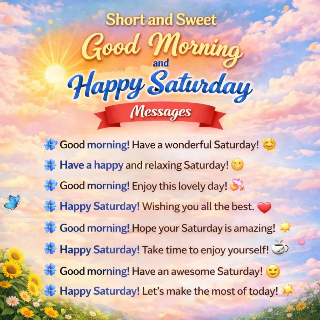 🌼 Short and Sweet Good Morning and Happy Saturday Messages