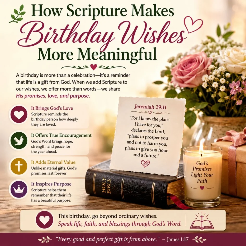 How scripture makes birthday wishes more meaningful with Bible verse, flowers, candlelight, and faith-filled blessings