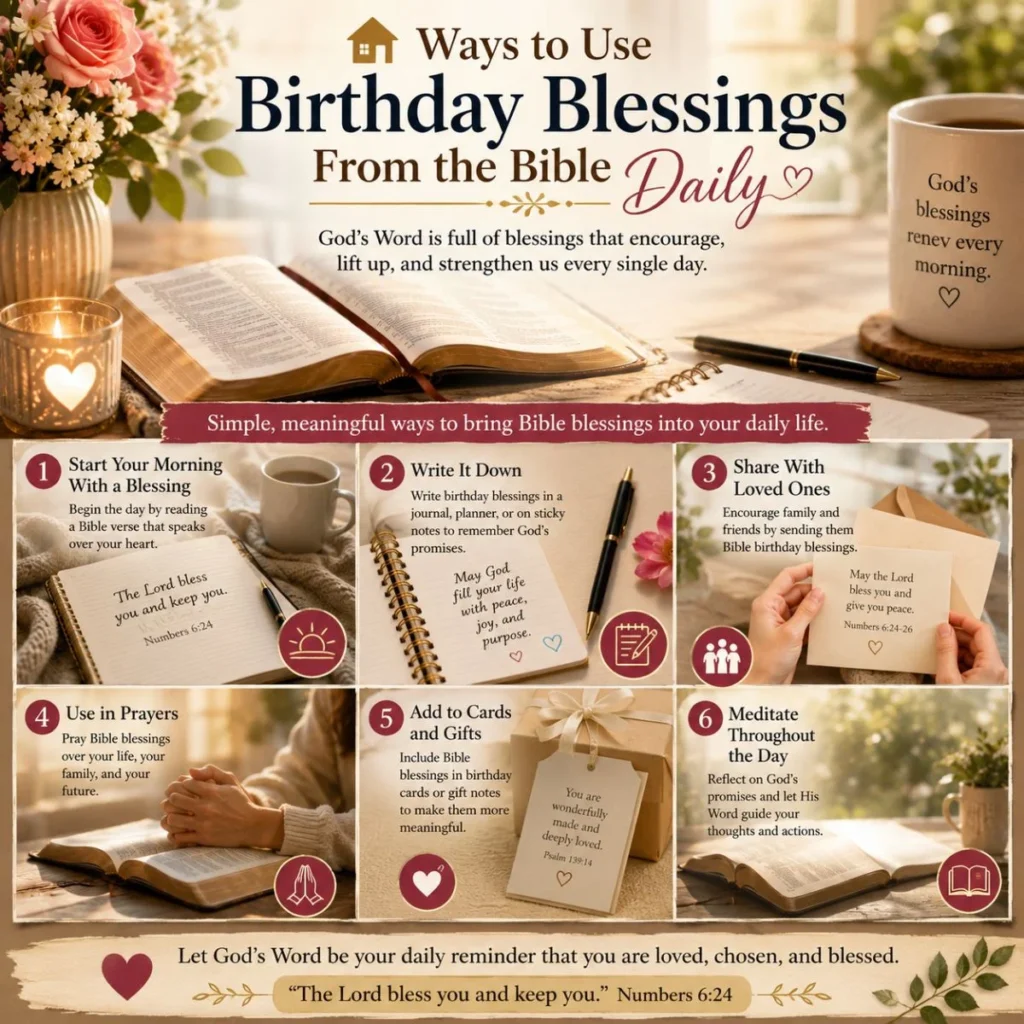 Bible birthday blessings used daily through journaling, prayer, cards, and scripture reading at home