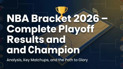 NBA bracket 2026 showing complete playoff results, Finals matchup, and New York Knicks championship
