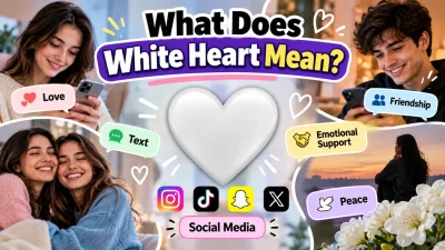 White heart emoji 🤍 meaning in text, love, friendship, and social media.