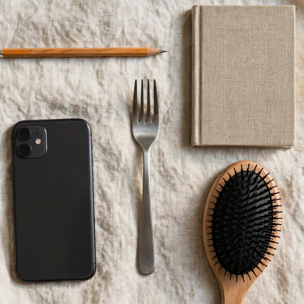 Everyday objects that are around 6 inches, including a notebook and pencil