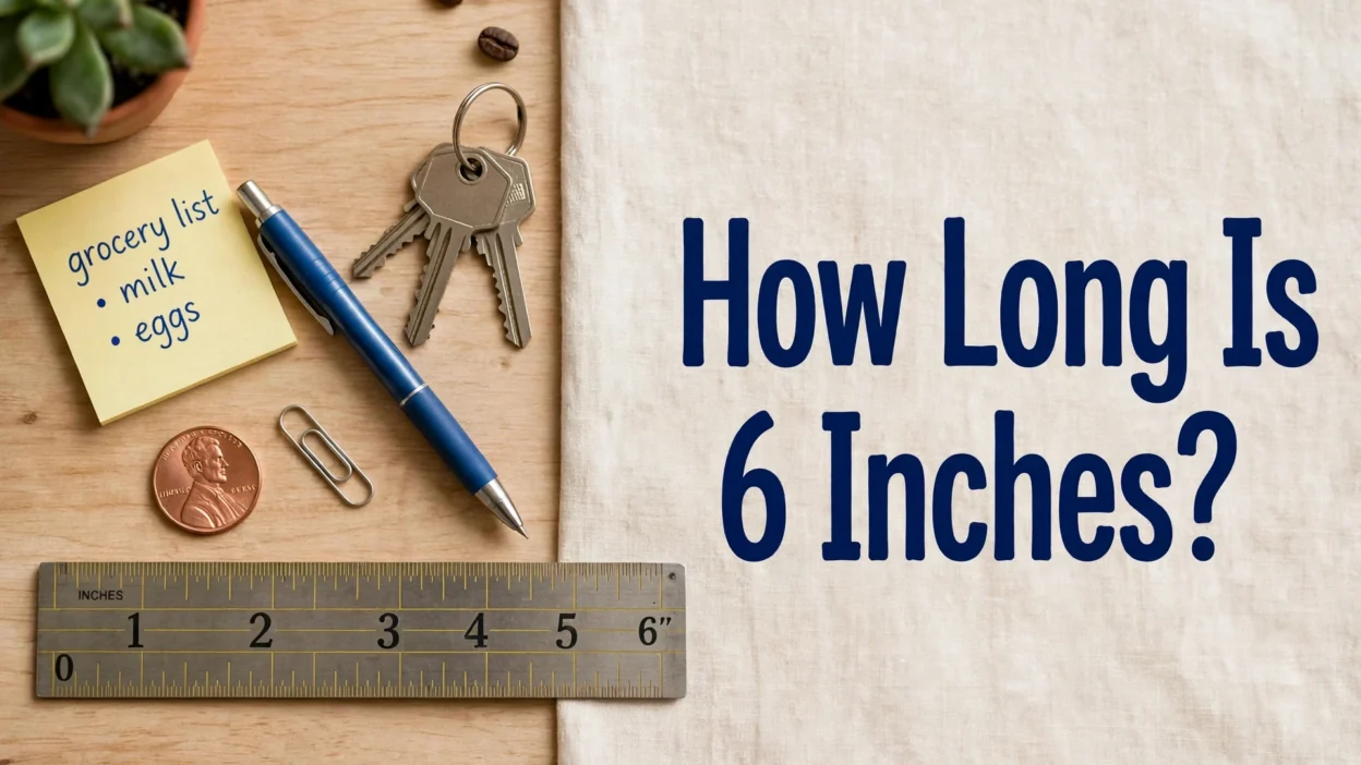 How Long Is 6 Inches? title image with a ruler showing 6 inches