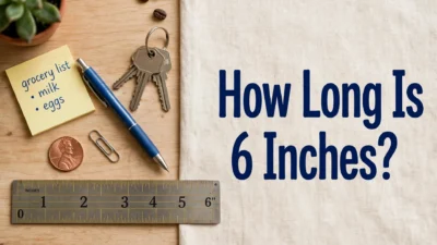 How Long Is 6 Inches? title image with a ruler showing 6 inches