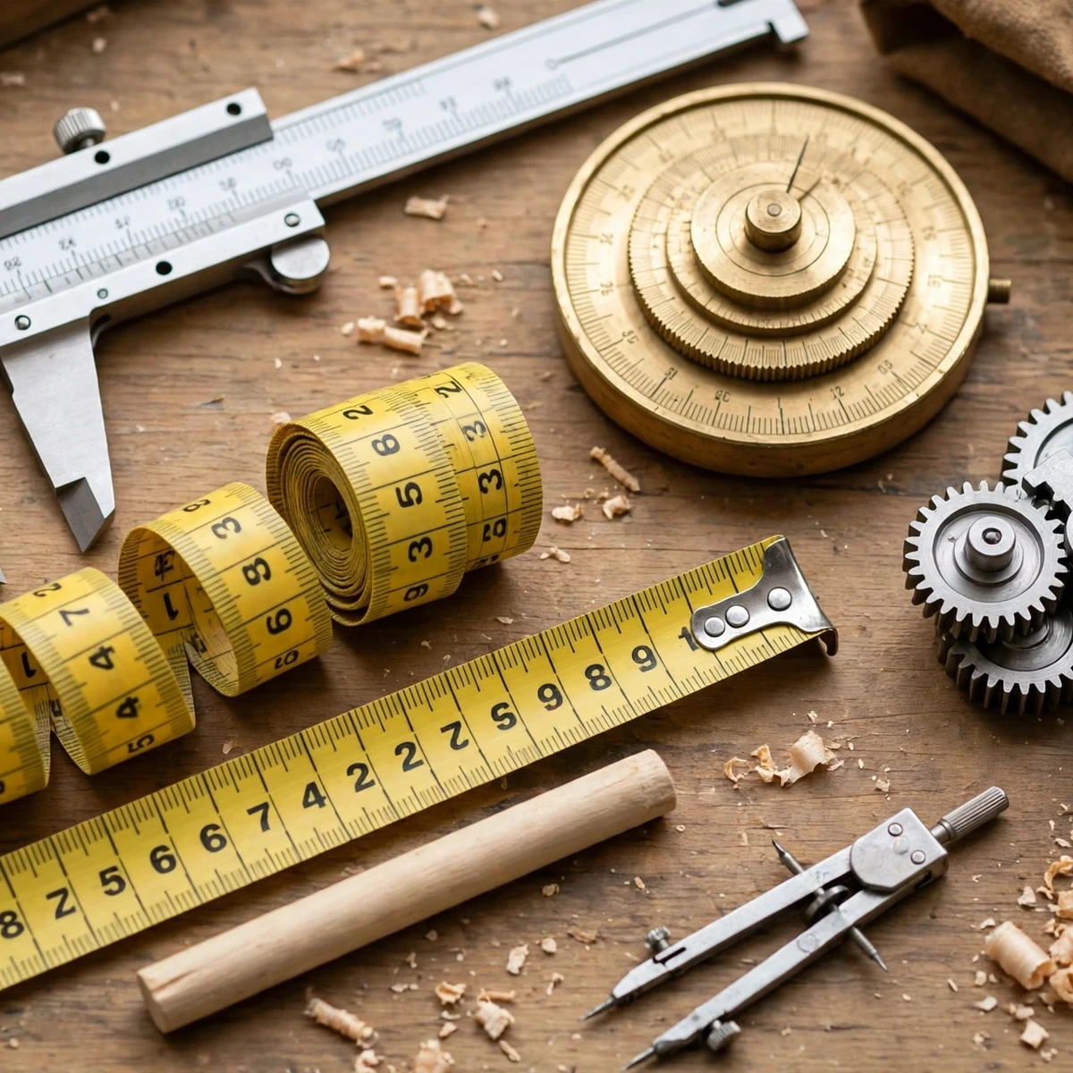 Measuring tools illustrating 8 inches conversions
