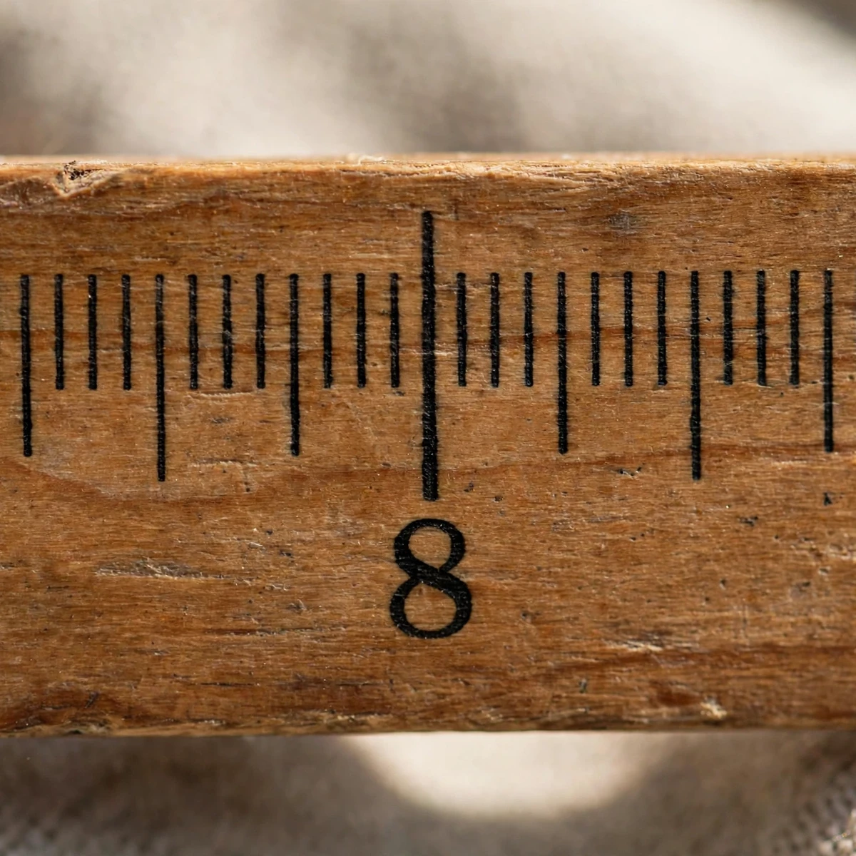 Ruler showing the 8-inch mark