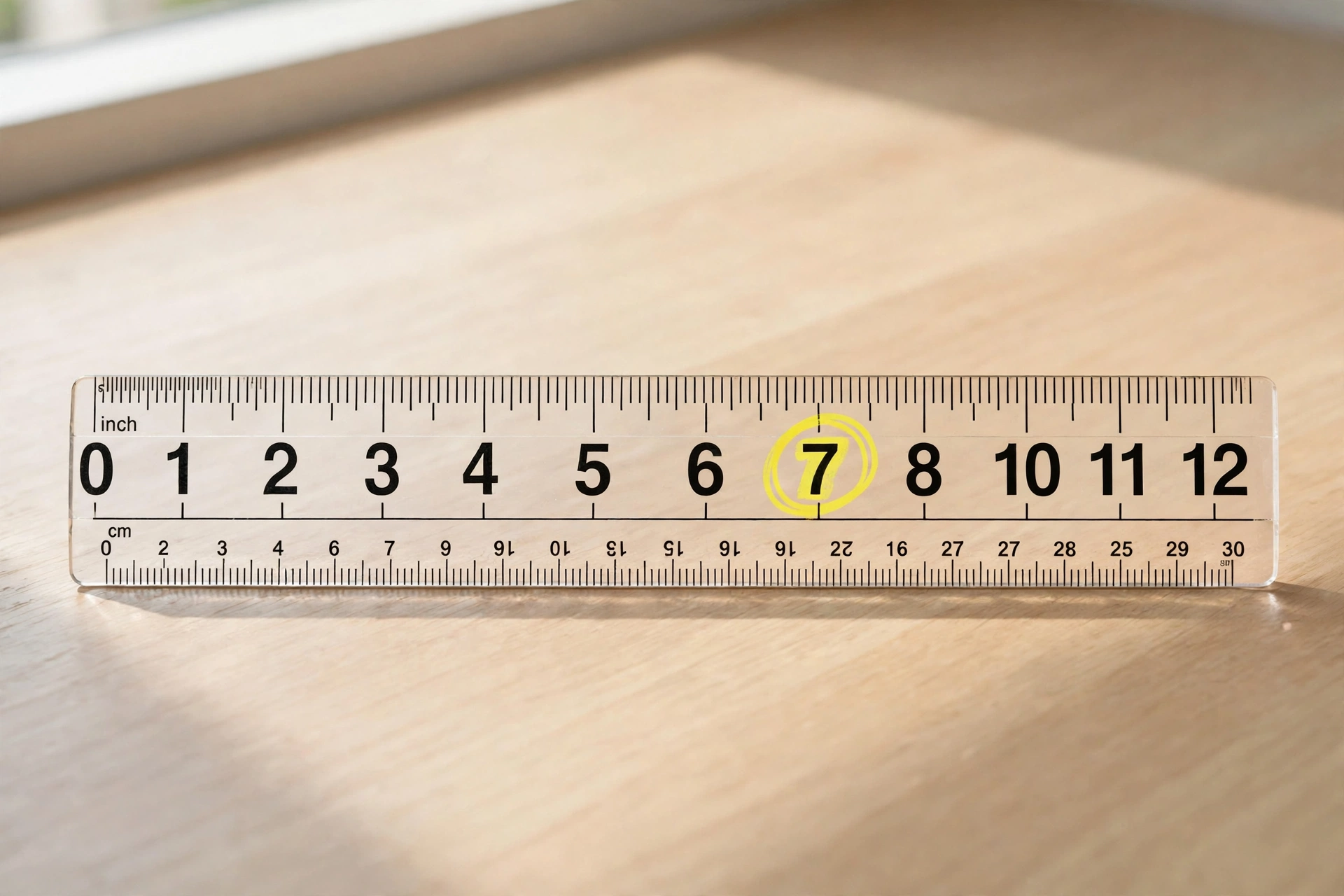 Ruler showing a 7-inch measurement